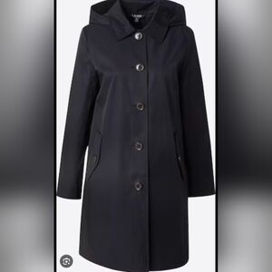 NWT Lauren Ralph Lauren Black Hooded Trench Coat